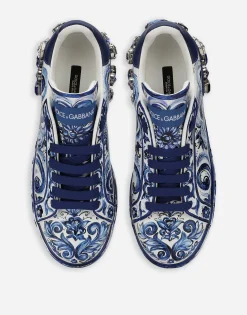 Majolica-print calfskin Portofino sneakers
