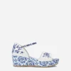 Majolica-print calfskin sandals
