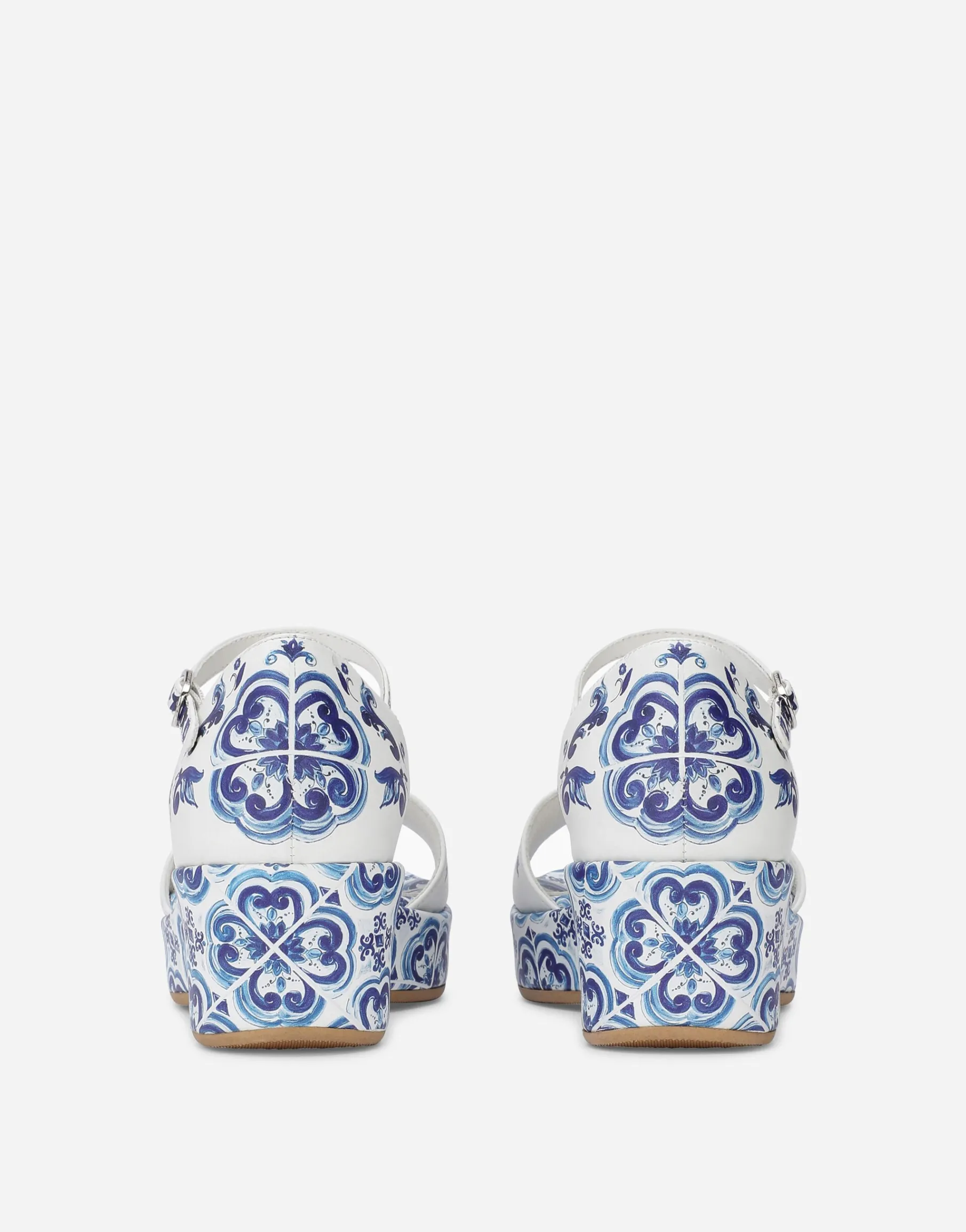 Majolica-print calfskin sandals