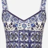 Majolica-print charmeuse corset