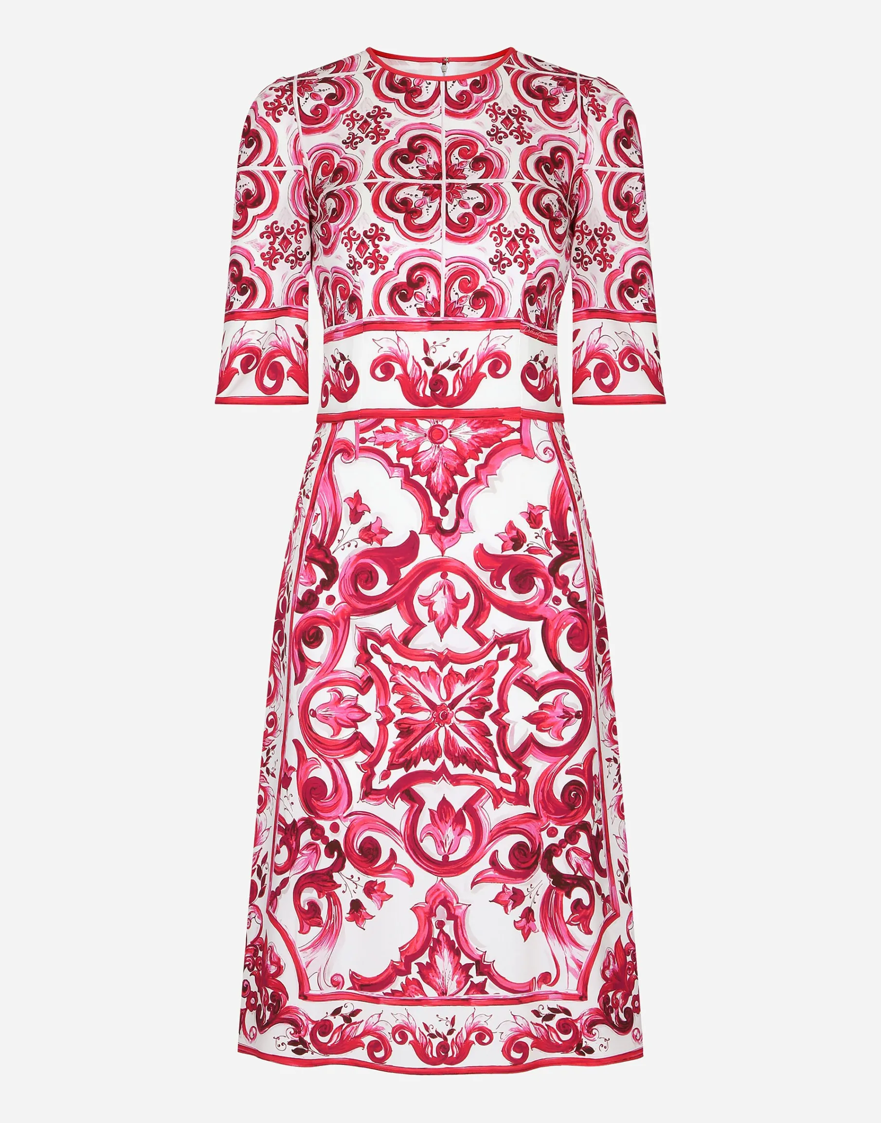 Majolica-print charmeuse midi dress