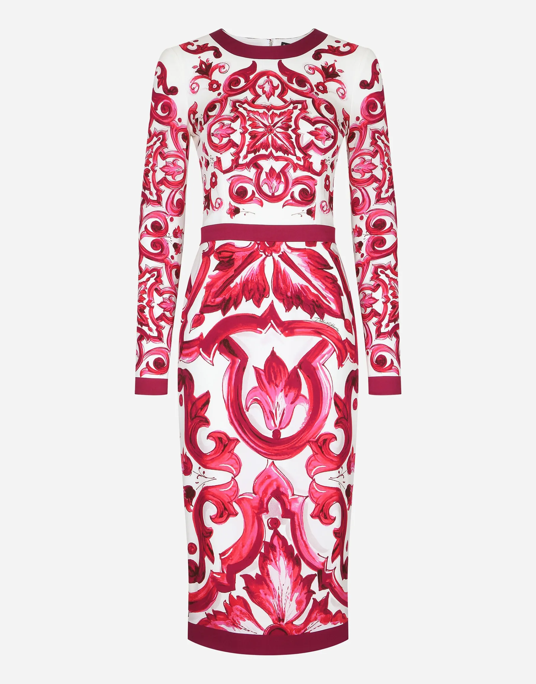 Majolica-print charmeuse midi dress