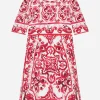 Majolica-print charmeuse midi dress