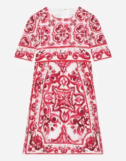 Majolica-print charmeuse midi dress