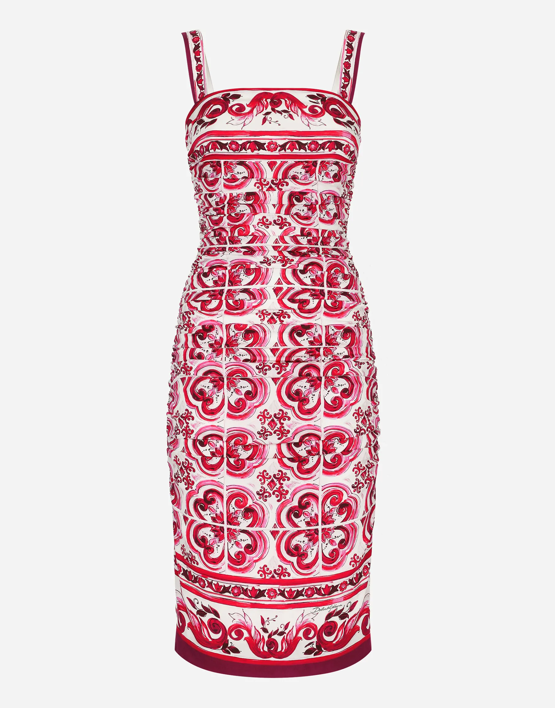 Majolica-print charmeuse midi dress