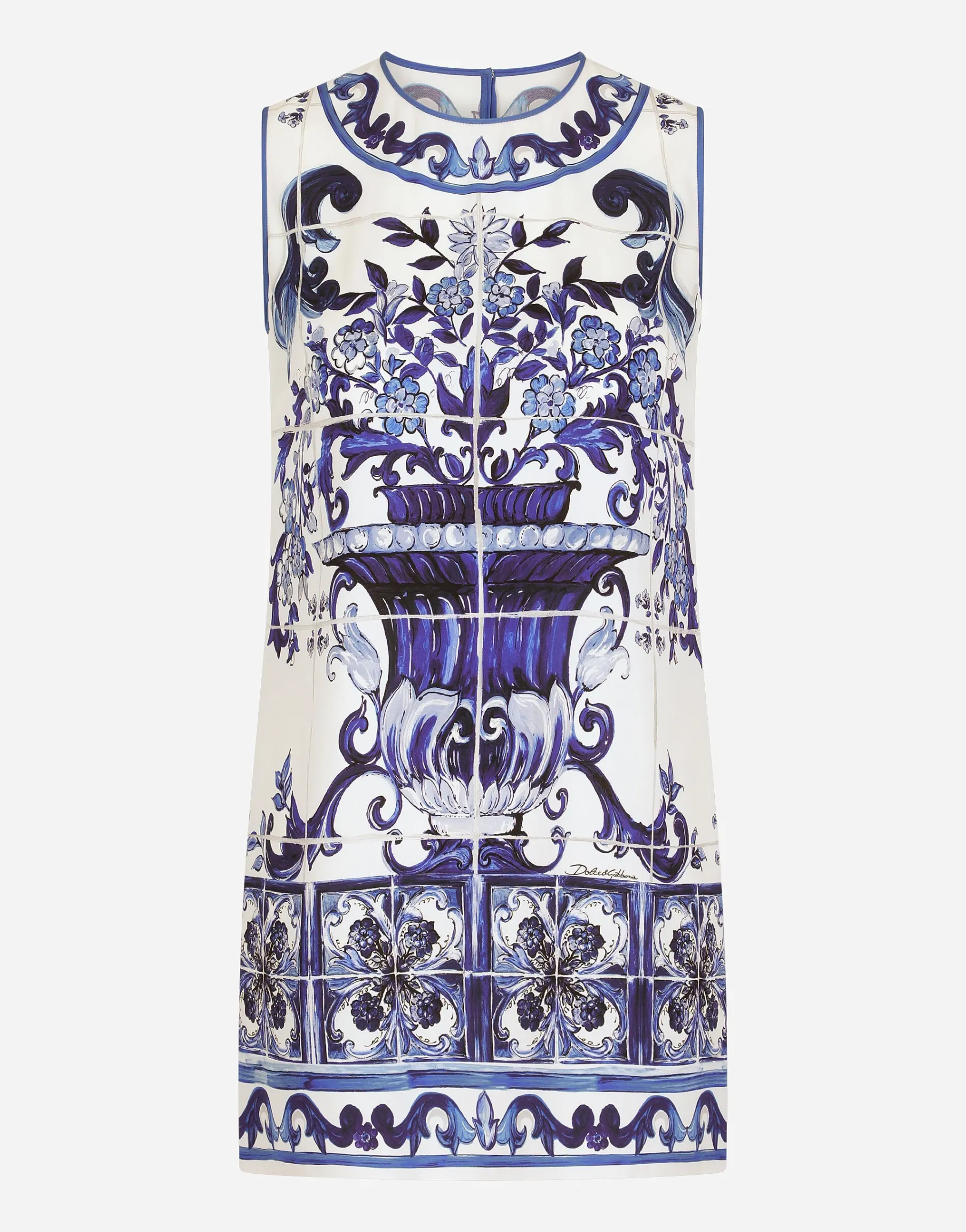 Majolica-print charmeuse top