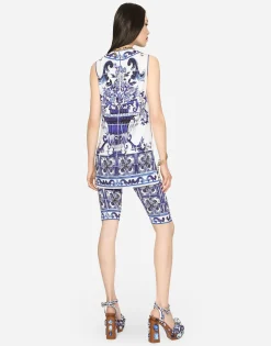 Majolica-print charmeuse top
