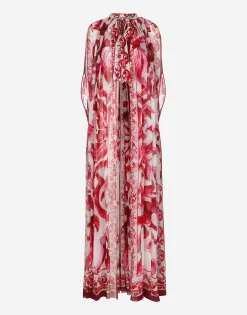 Majolica-print chiffon cape