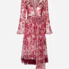 Majolica-print chiffon midi dress