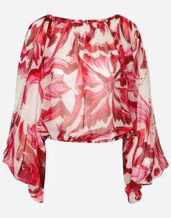 Majolica-print chiffon top
