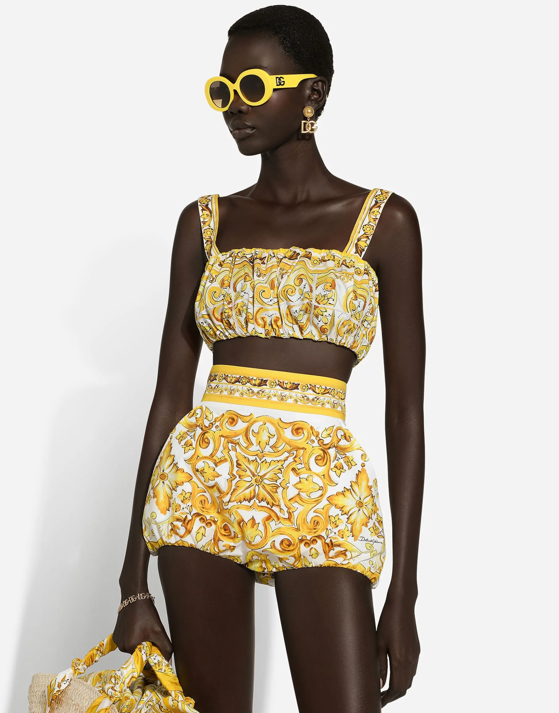 Majolica-print cotton poplin balloon culottes