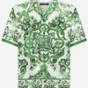 Majolica-print crochet Hawaiian shirt