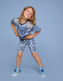 Majolica-print interlock cycling shorts