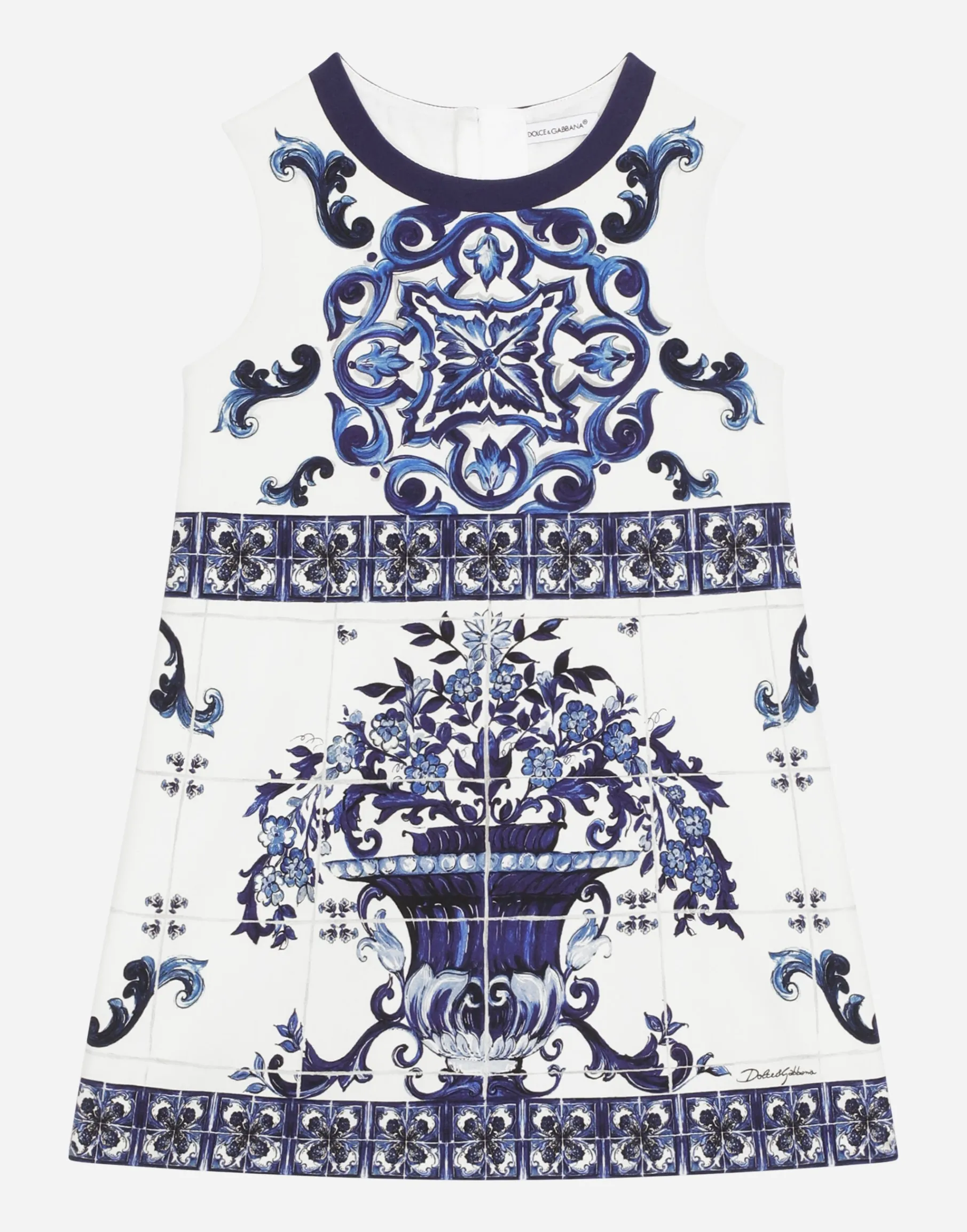 Majolica-print interlock dress