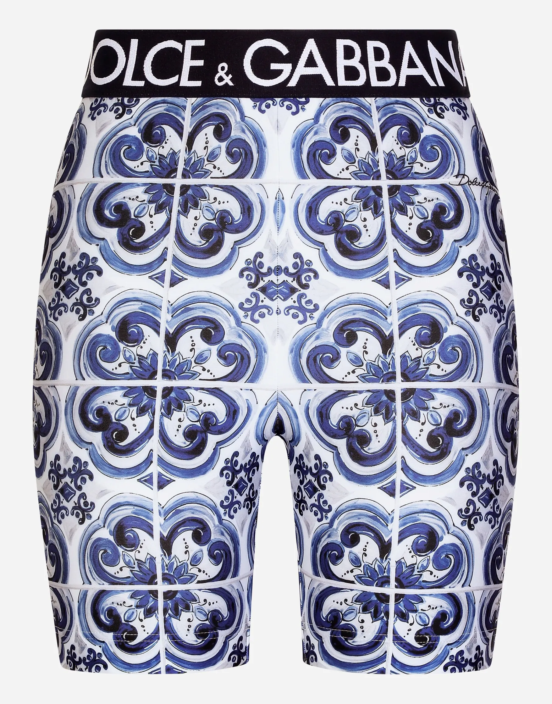 Majolica-print jersey cycling shorts