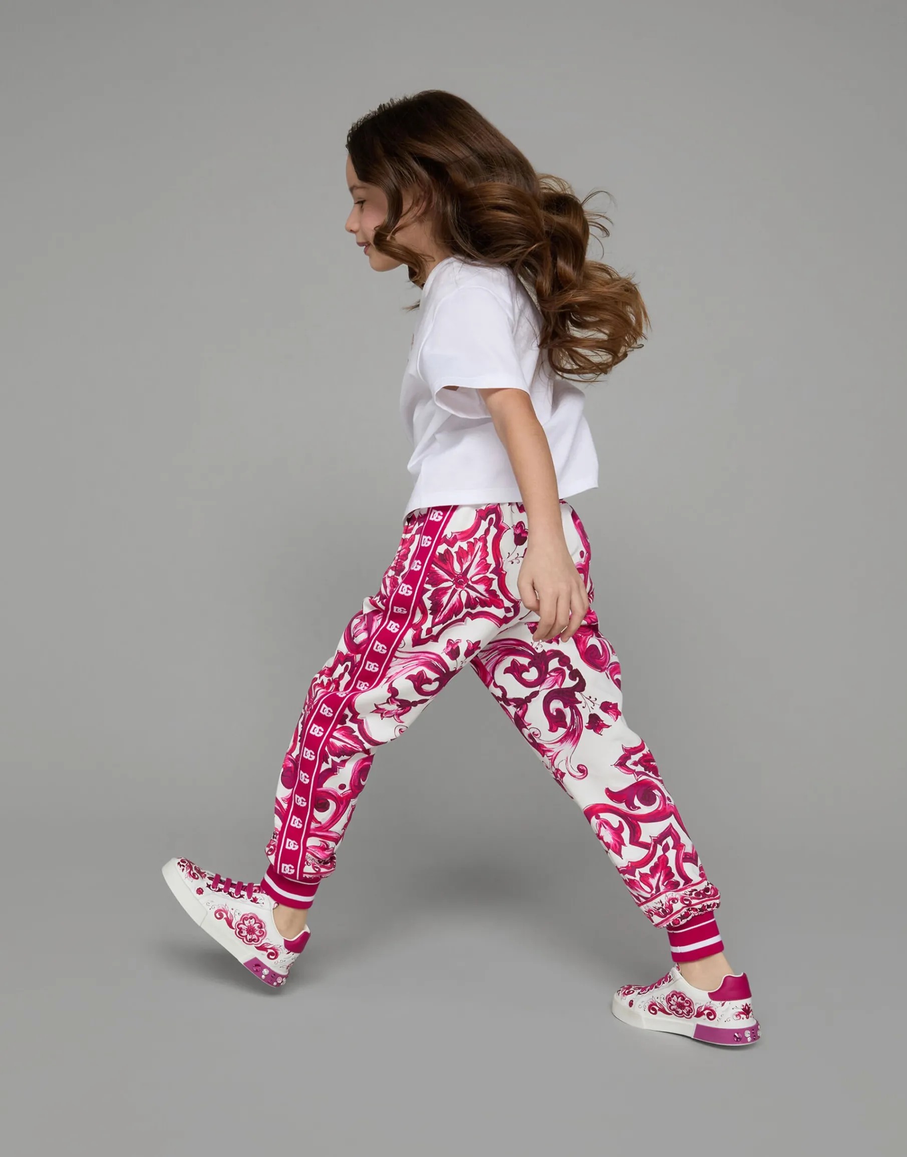 Majolica-print jersey jogging pants