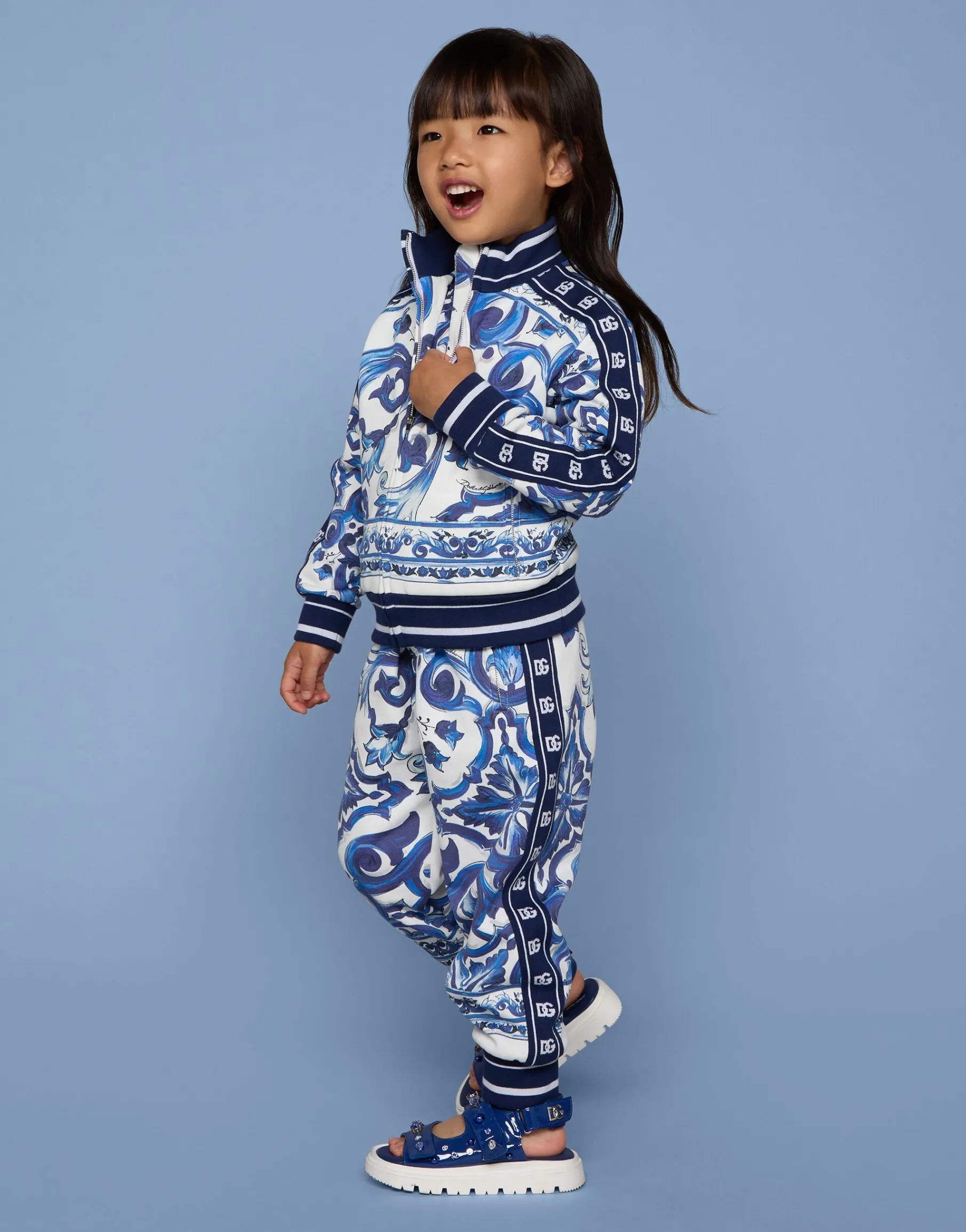 Majolica-print jersey jogging pants