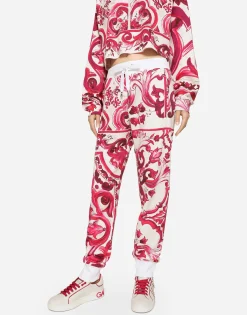 Majolica-print jersey jogging pants