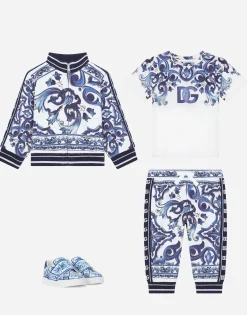 Majolica-print jersey jogging pants