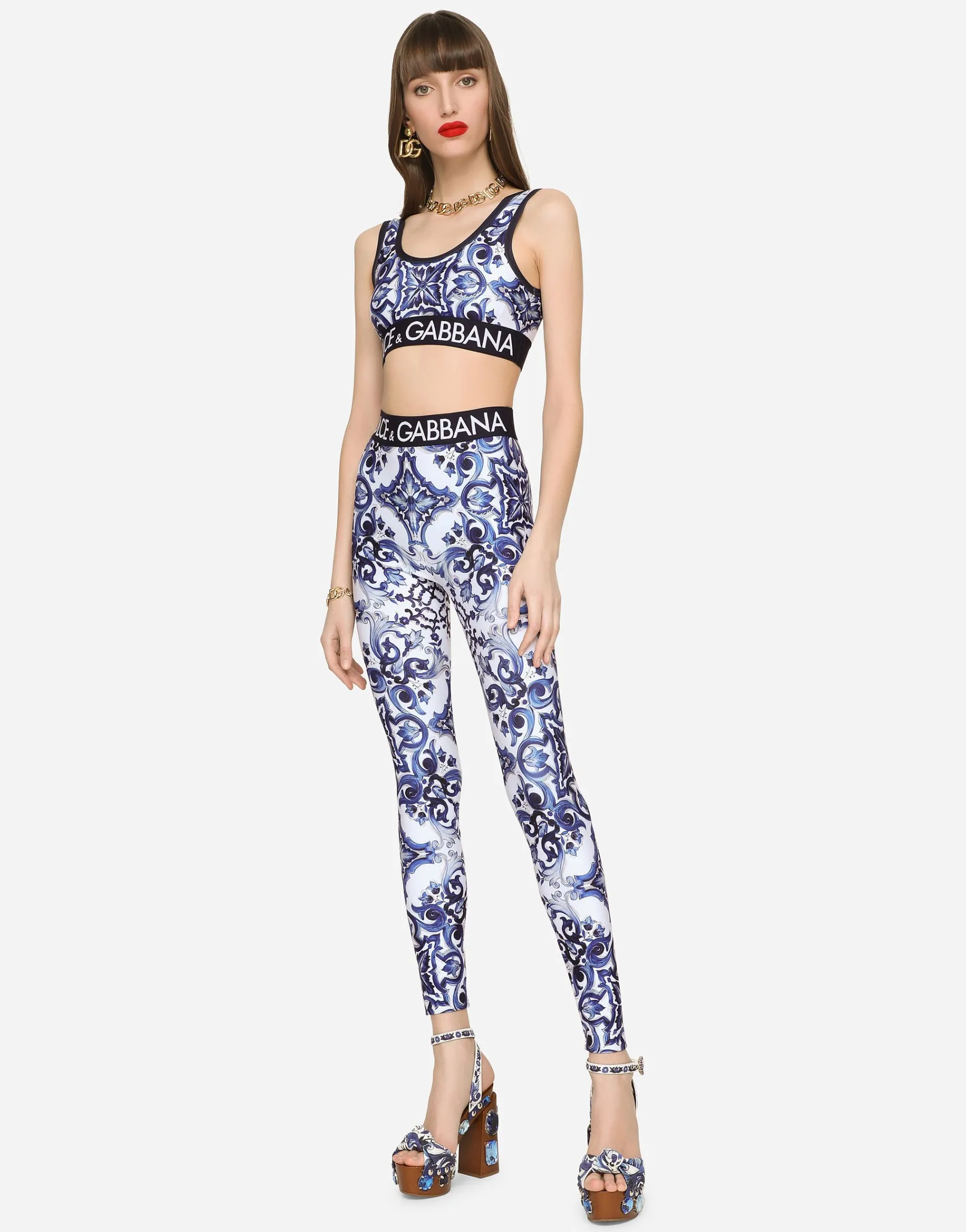 Majolica-print jersey leggings