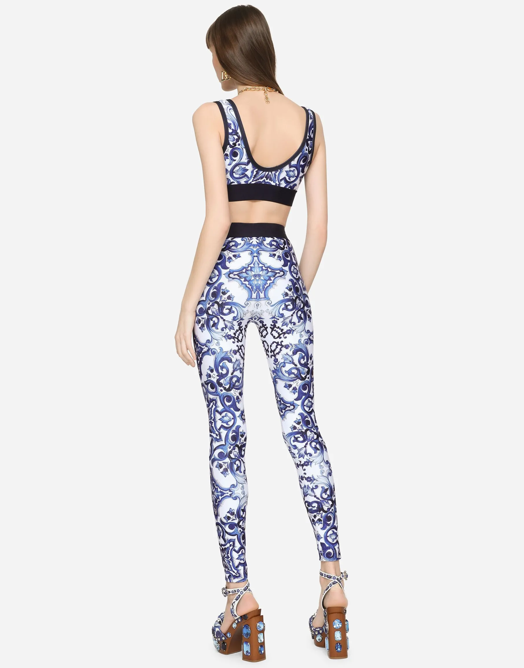 Majolica-print jersey leggings