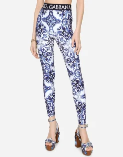 Majolica-print jersey leggings