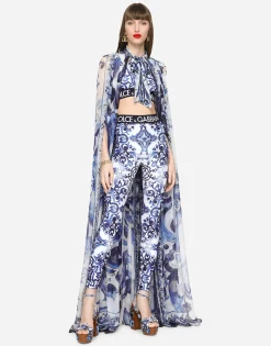 Majolica-print jersey leggings