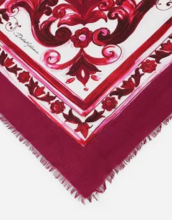 Majolica-print modal and cashmere square scarf (140 x 140)