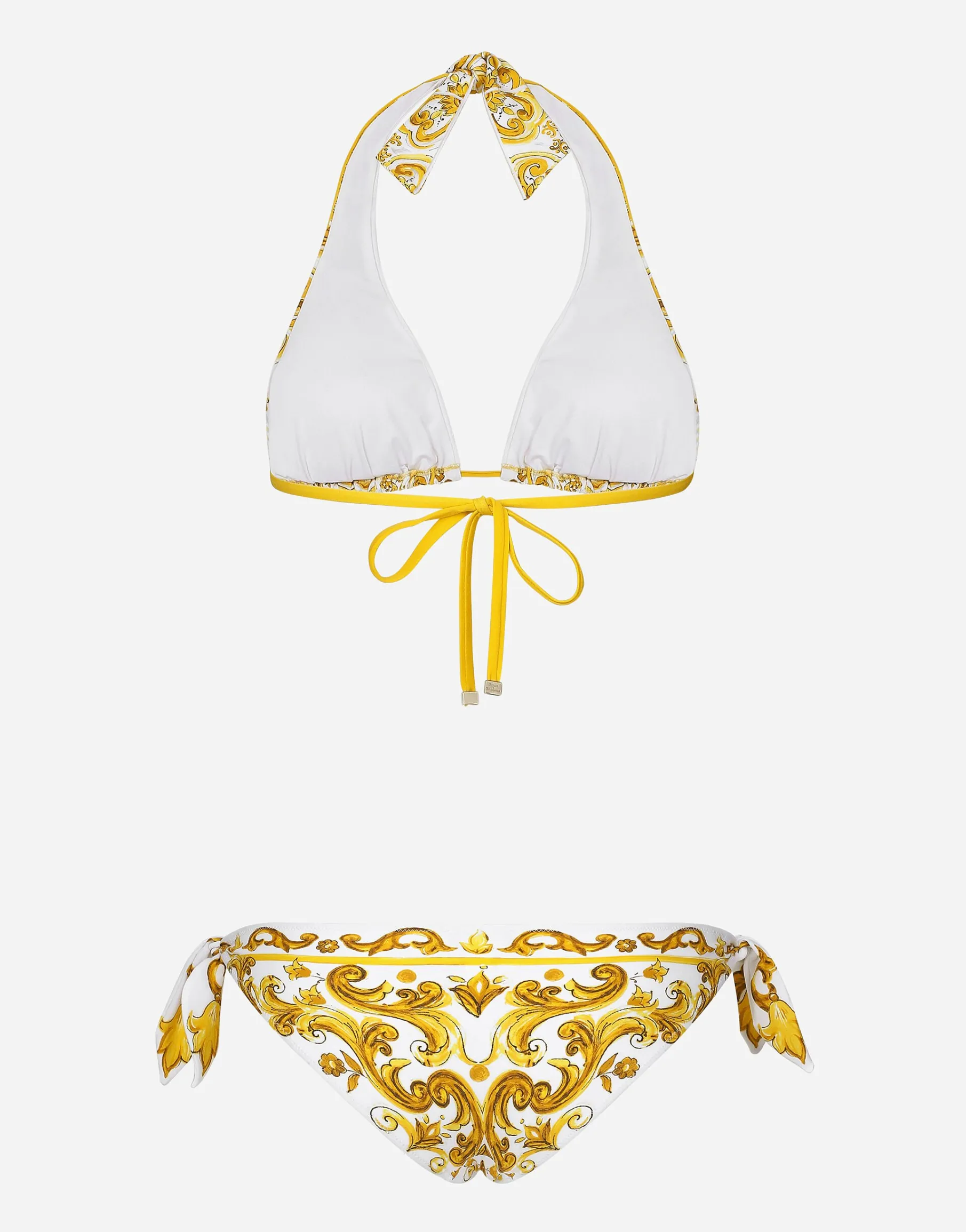 Majolica-print padded triangle bikini