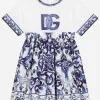 Majolica-print poplin and jersey dress