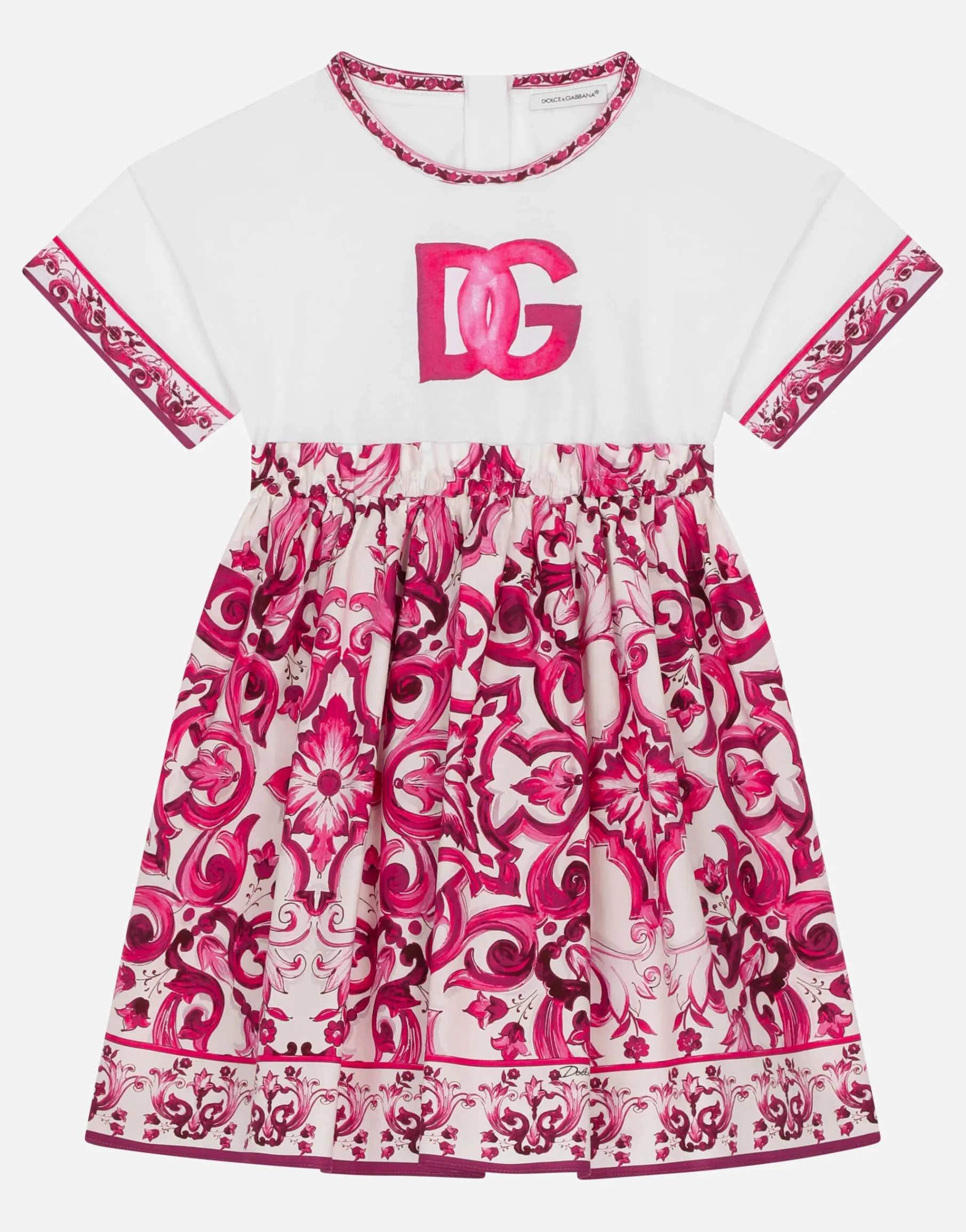 Majolica-print poplin and jersey dress