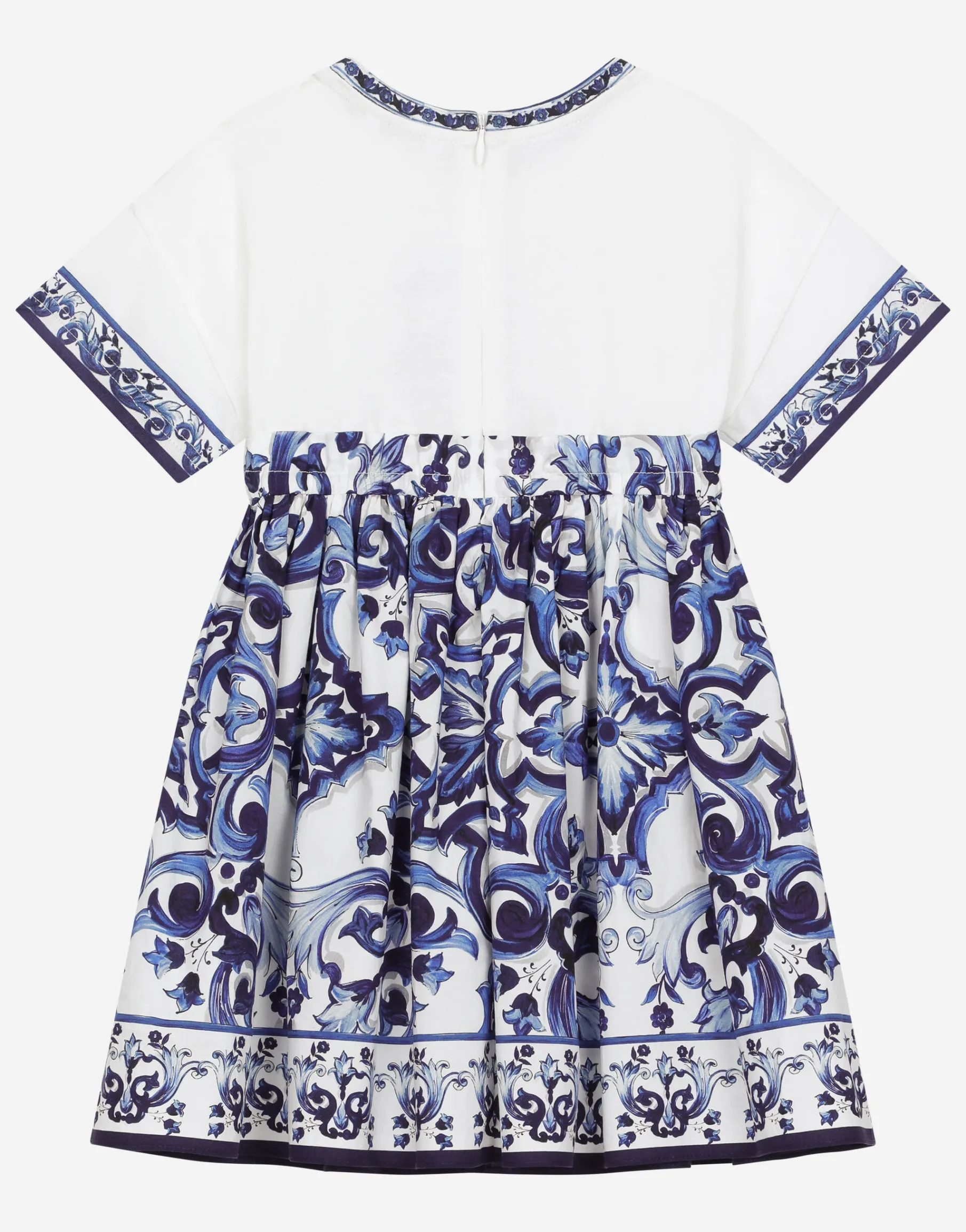 Majolica-print poplin and jersey dress