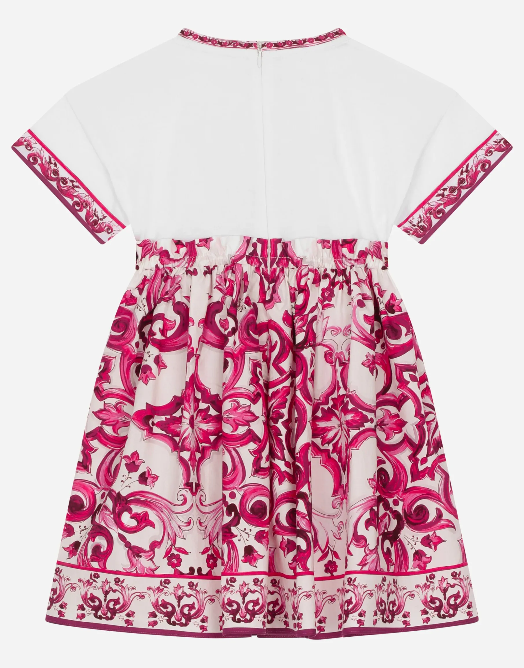 Majolica-print poplin and jersey dress