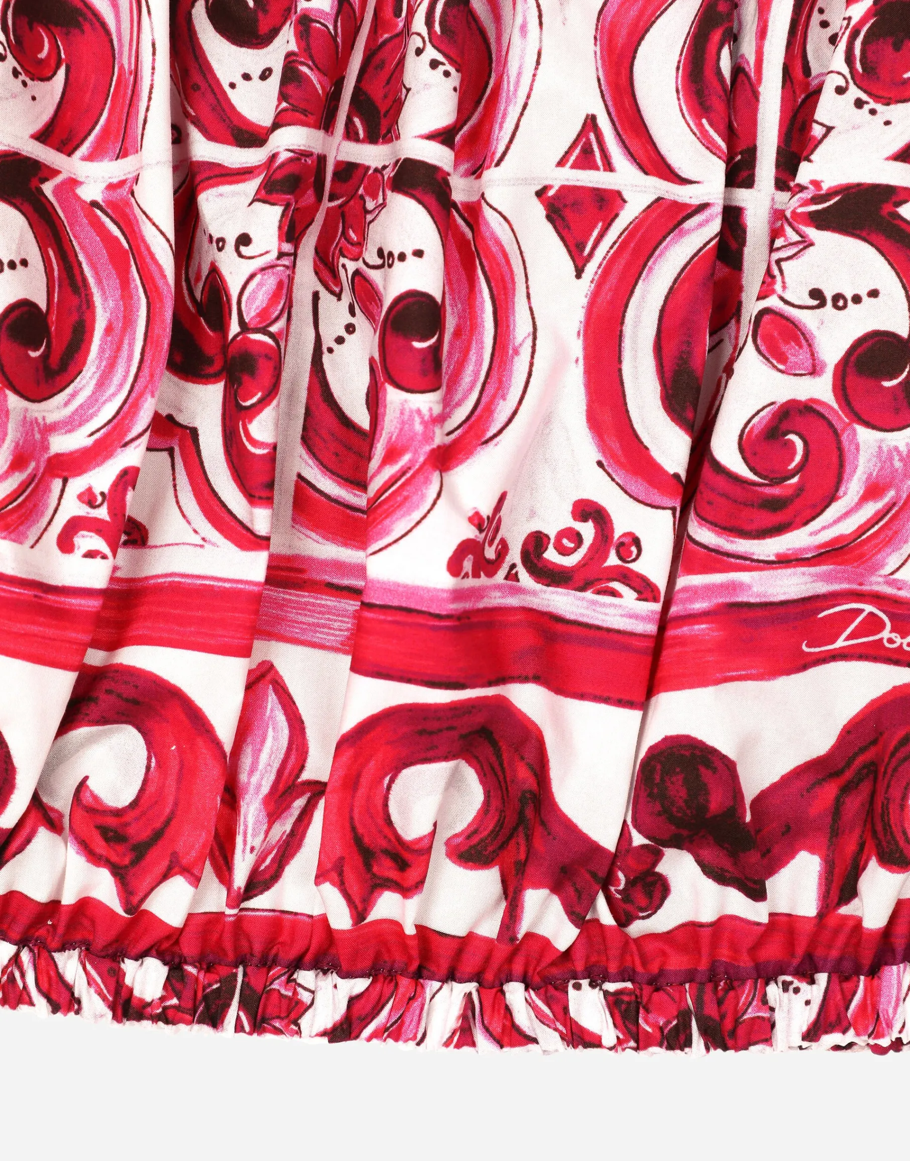 Majolica-print poplin crop top