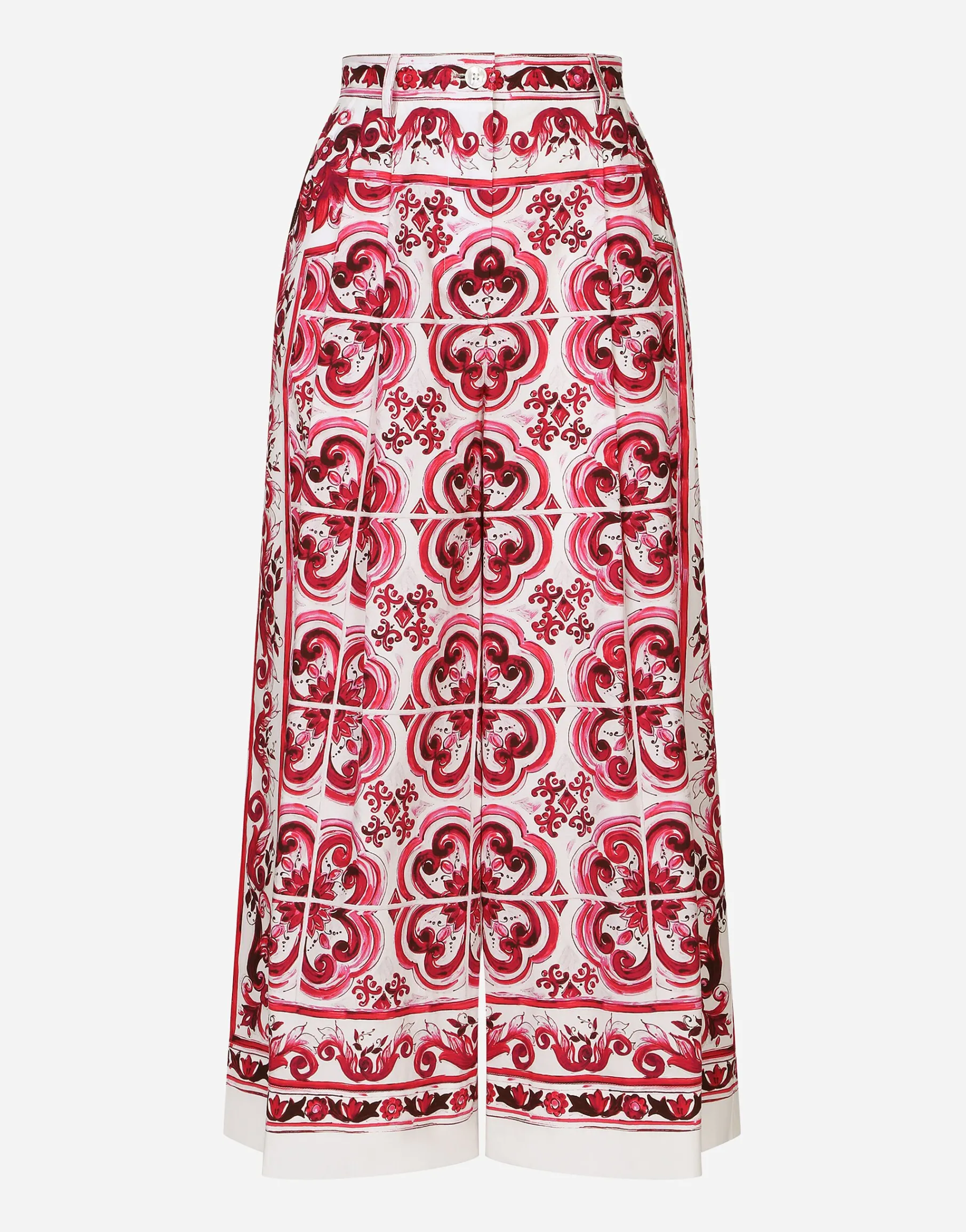 Majolica-print poplin culottes