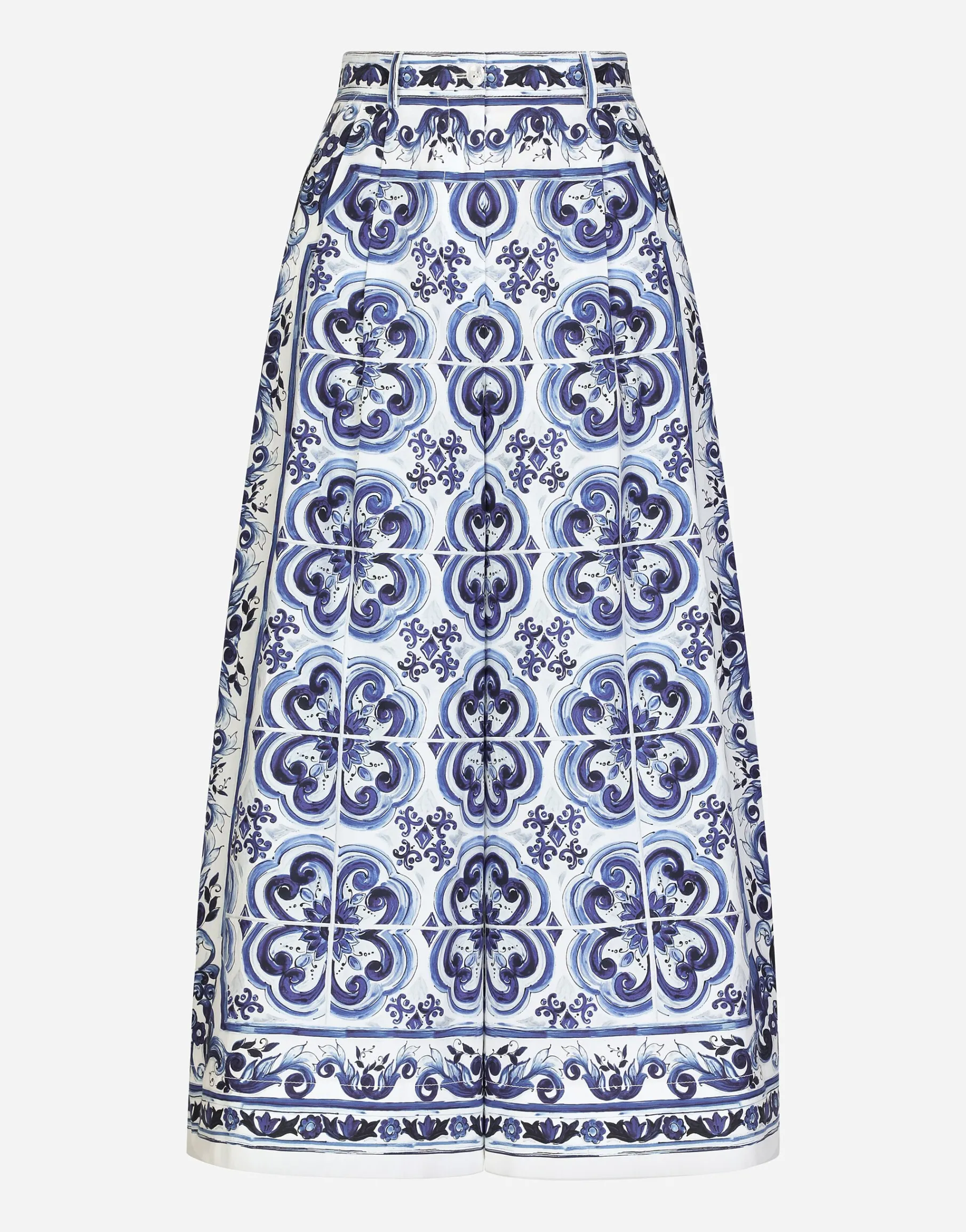 Majolica-print poplin culottes
