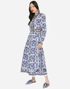Majolica-print poplin culottes