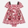 Majolica-print poplin midi dress