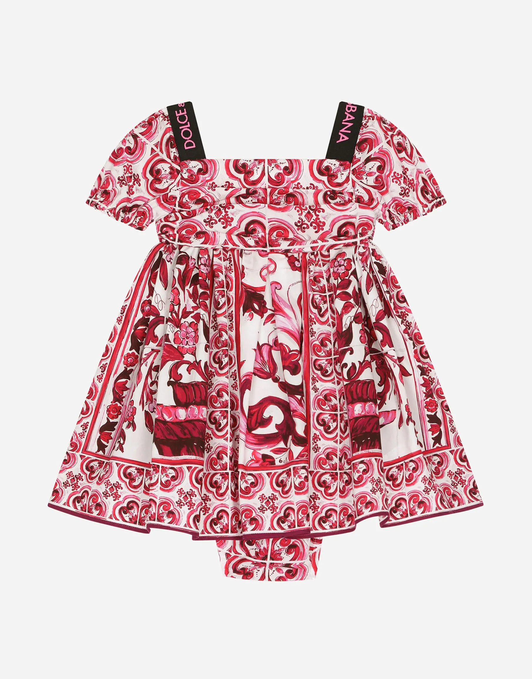 Majolica-print poplin midi dress