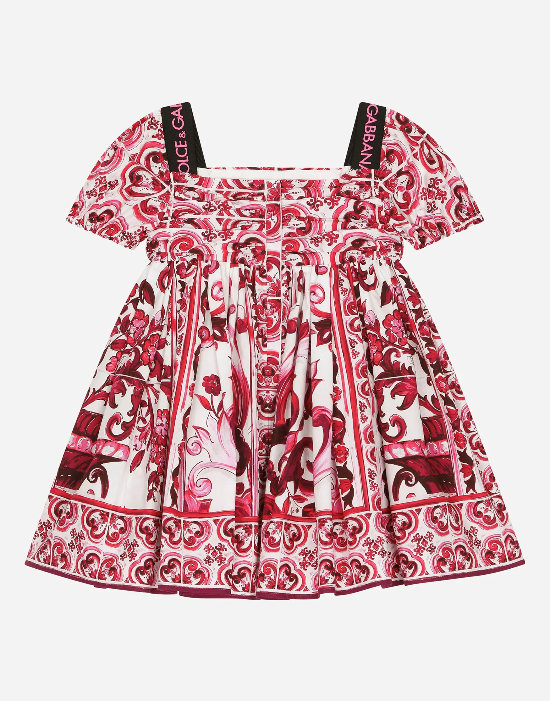 Majolica-print poplin midi dress