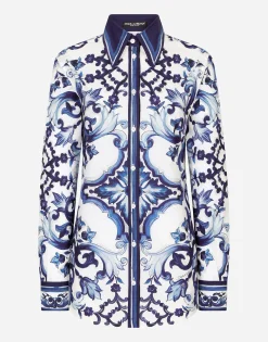 Majolica-print poplin shirt