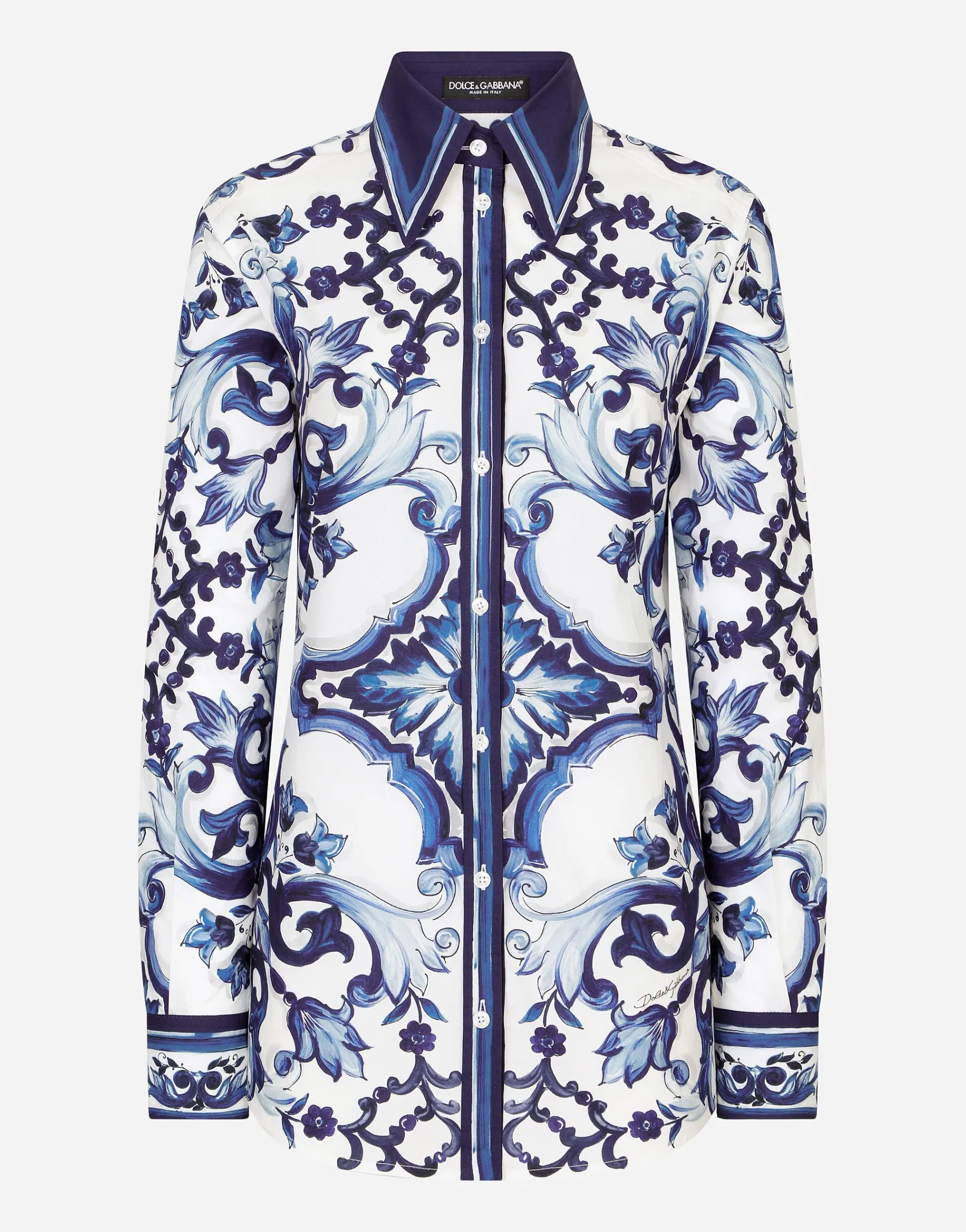 Majolica-print poplin shirt