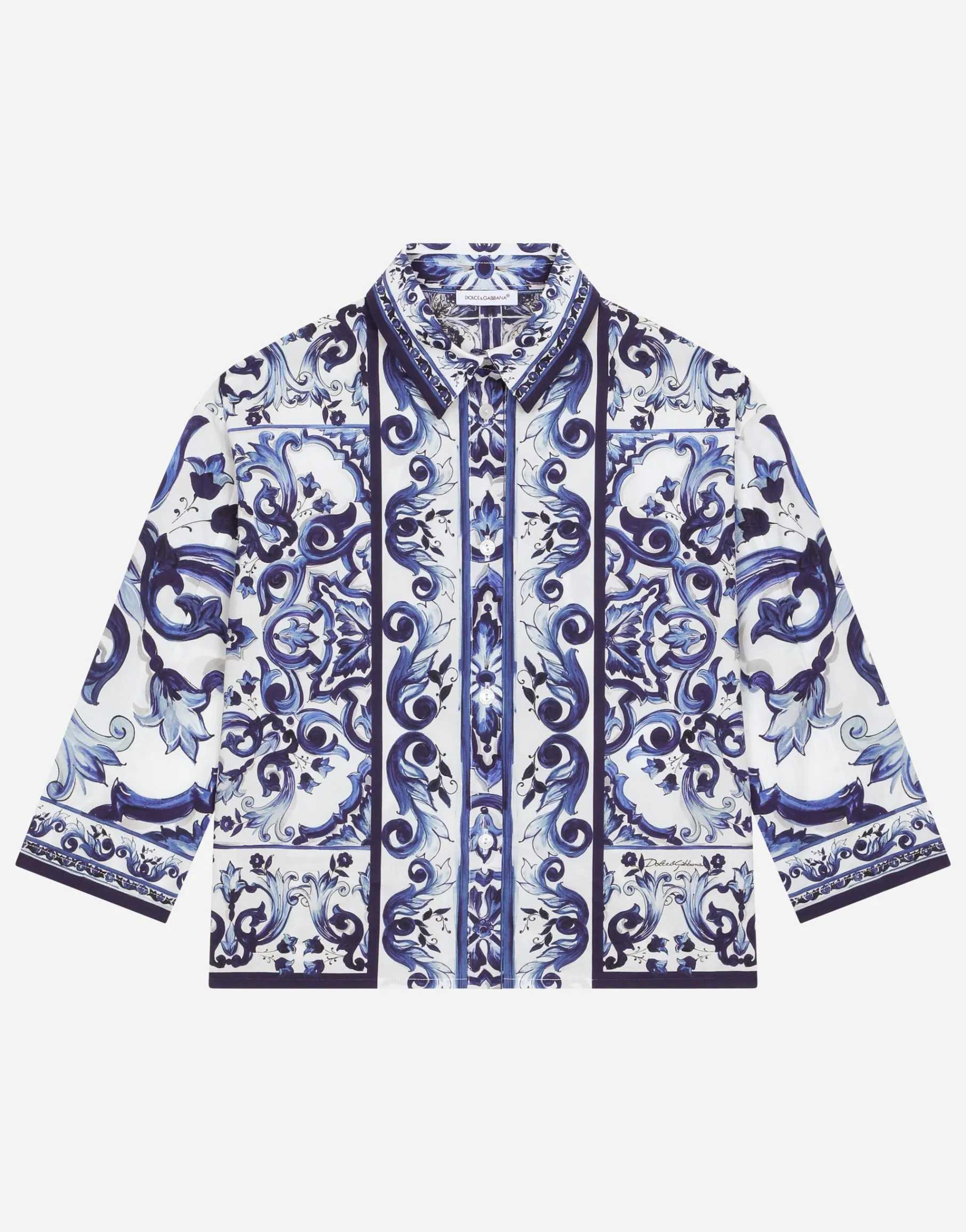 Majolica-print poplin shirt