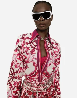 Majolica-print poplin shirt