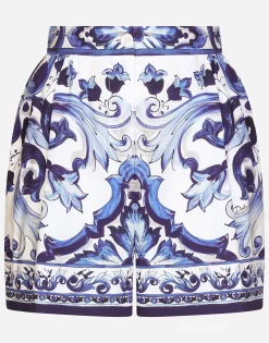 Majolica-print poplin shorts