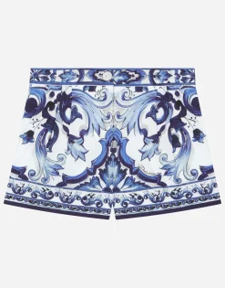 Majolica-print poplin shorts