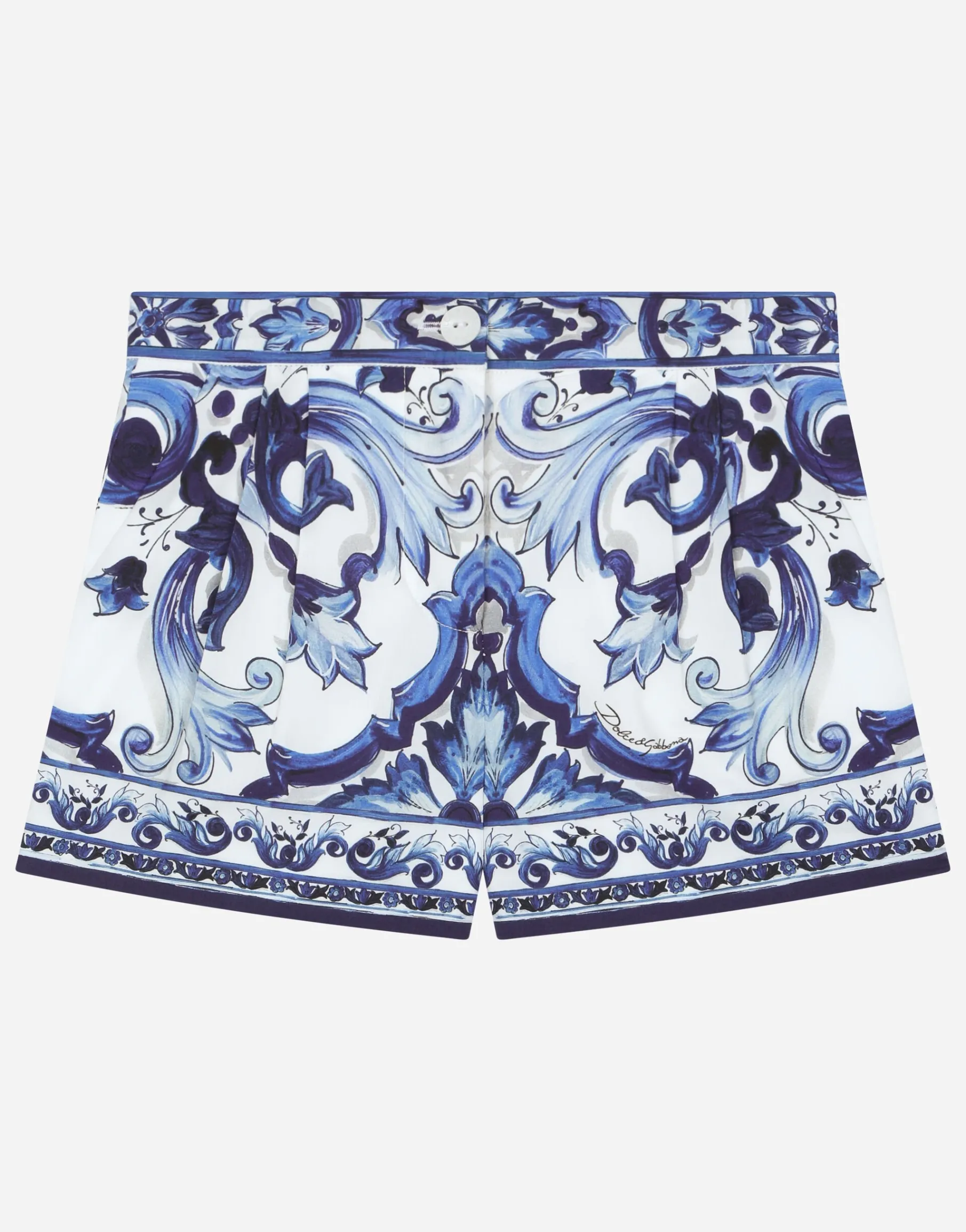 Majolica-print poplin shorts