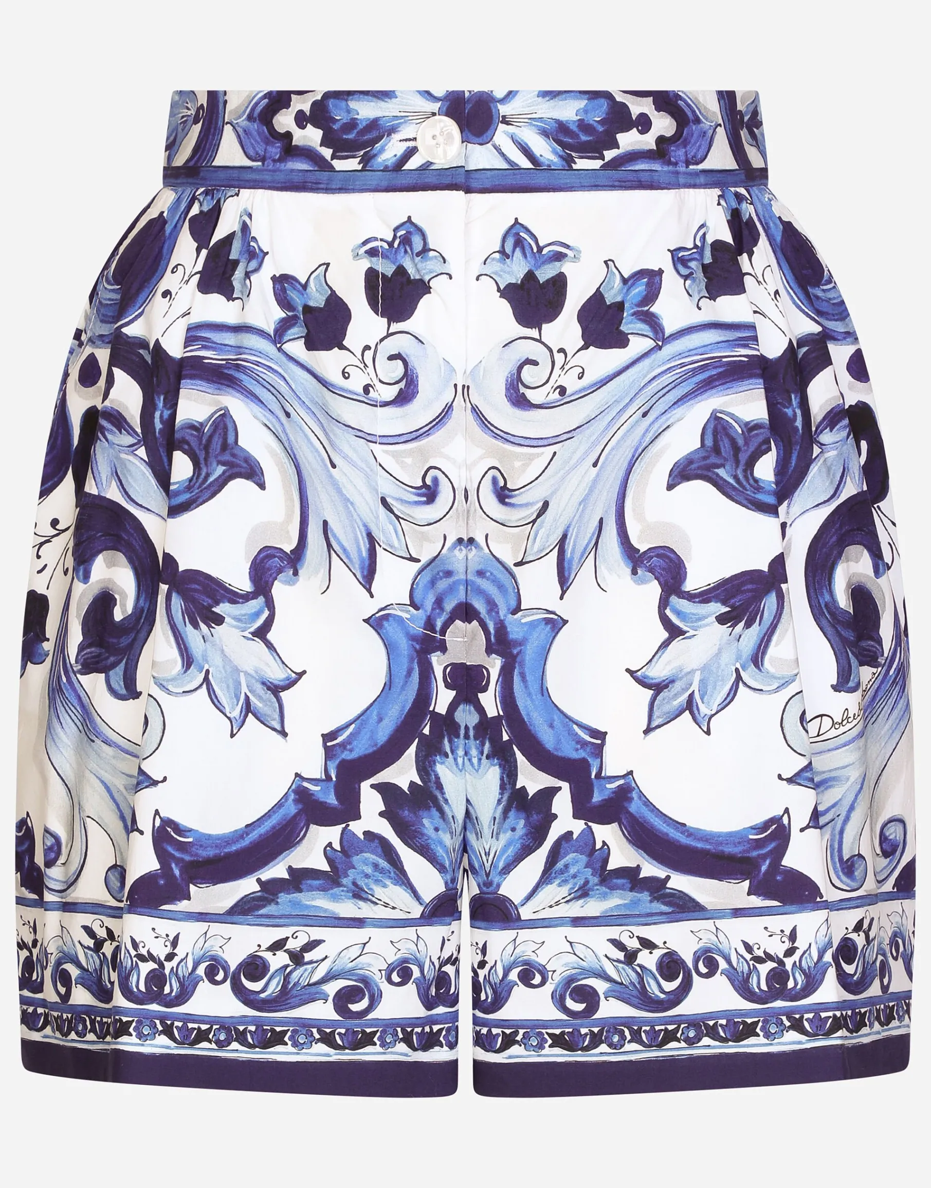 Majolica-print poplin shorts