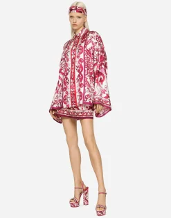 Majolica-print poplin shorts