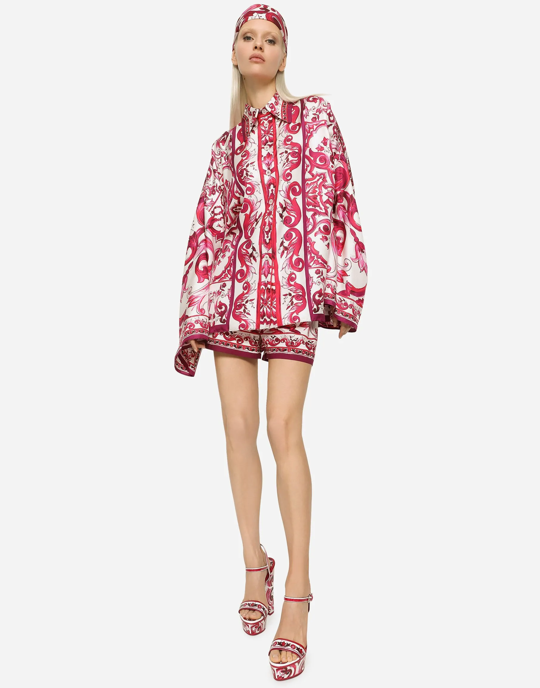 Majolica-print poplin shorts